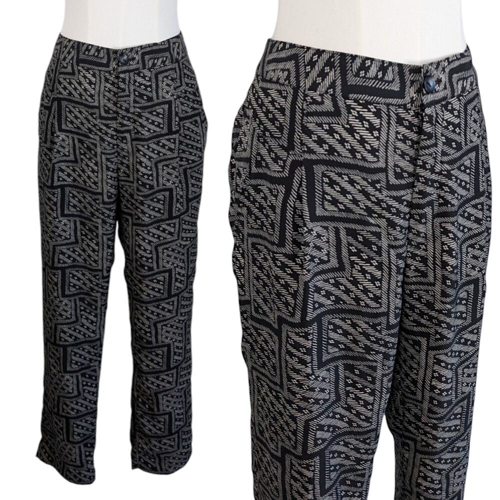 Silence and Noise Ankle/Capri Black White Print Trouser Pants Women’s 6